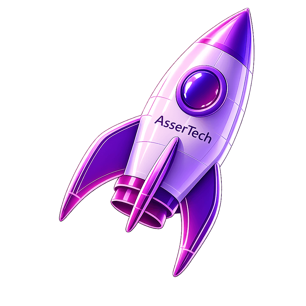 Foguete ilustrado com a marca AsserTech